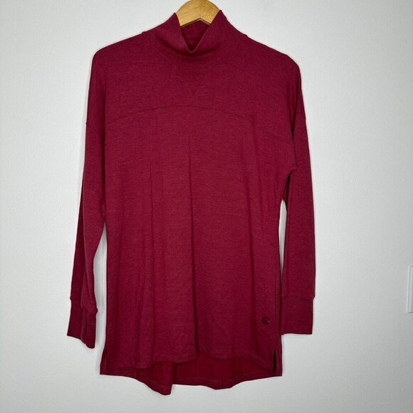 LL Bean SoftFlex Mock Neck Pullover Sweatshirt Size M Red Wine - Picture 1 of 11